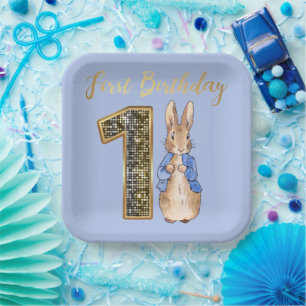 Klassischer Hasen-Hase Erster Geburtstag Pappteller