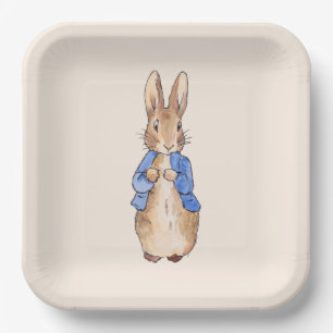 Klassischer Hasenkaninchen-Blaujacke Pappteller