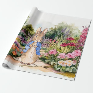 Klassischer Hasenkaninchen in blauer Jacke Geschenkpapier