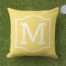 Klassischer, hellgelber Monogramm-Letter Kissen
