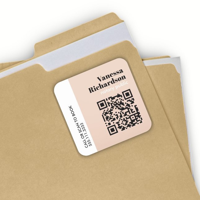 Klassischer hellrosa Moderner Minimalistischer QR- Quadratischer Aufkleber (Von Creator hochgeladen)