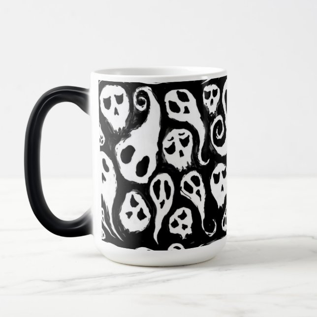 Klassischer Herbst-Kaffeebecher, Halloween-Geschen Verwandlungstasse (Links)