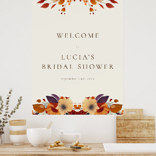 Klassischer Herbst Trocken Wildblumen Brautdusche Poster