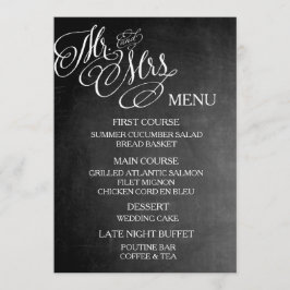 Klassischer Herr u. Frau Wedding Menu Chalkboard Menükarte