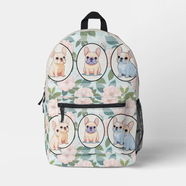 Klassischer Hintergrund für französische Bulldogs Bedruckter Rucksack (Vorderseite)