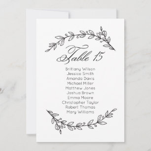 Klassischer Hochzeitssitzplan. Tischplan 15 Einladung