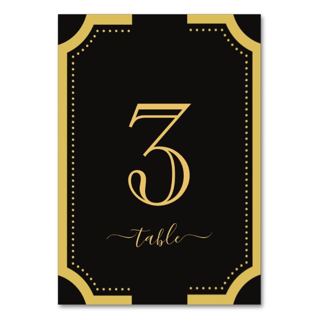 Klassischer Hochzeitstisch für Kupfer in Schwarz u Tischnummer (Vorderseite)