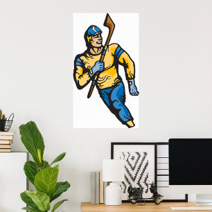 Klassischer Hockeyspieler Retro Athletik Sport Poster