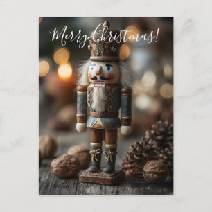 Klassischer hölzerner Nussknacker-Weihnachtsfigur Feiertagspostkarte