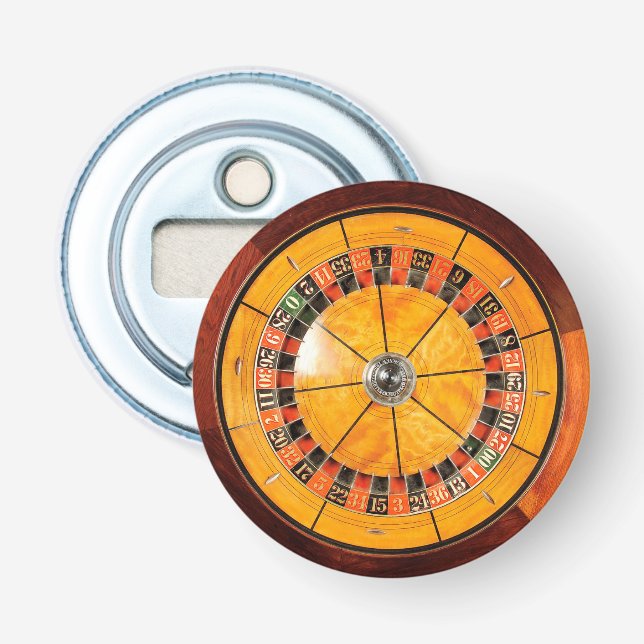 Klassischer hölzerner Roulette-Rad-Flaschen-Öffner Flaschenöffner (Vorderseite)
