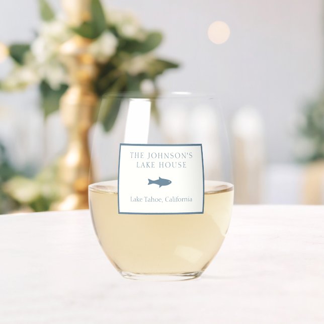 Klassischer, individualisierbarer Family Lake Hous Weinglas Ohne Stiel (Insitu (Hochzeit))