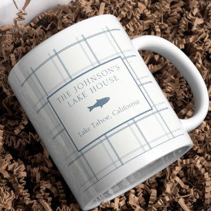 Klassischer, individualisierbarer Karierter Lake H Kaffeetasse
