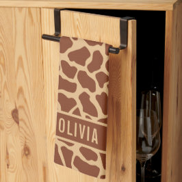 Klassischer Individuelle Name Giraffe Tierisches D Geschirrtuch