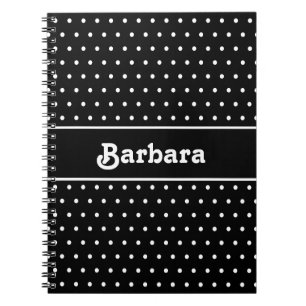 Klassischer Individuelle Name Polka Dot Black and  Notizblock