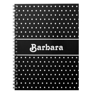 Klassischer Individuelle Name Polka Dot Black and Notizblock