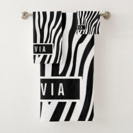 Klassischer Individuelle Name Zebra-Muster Badhandtuch Set