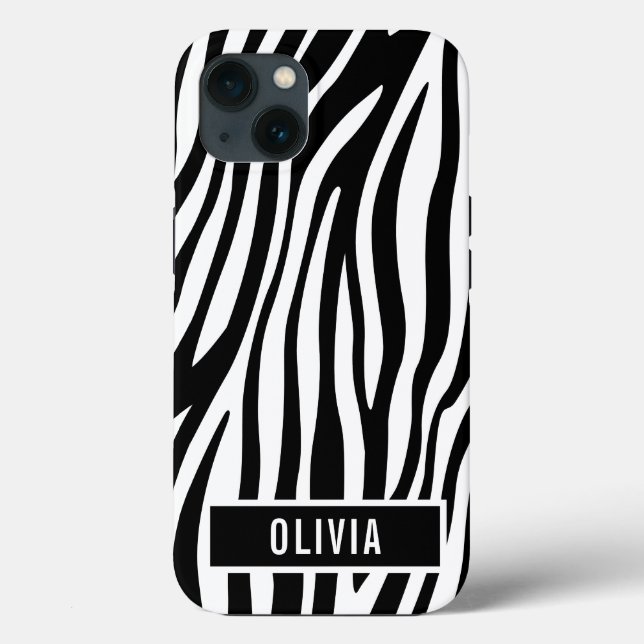 Klassischer Individuelle Name Zebra-Muster Case-Mate iPhone Hülle (Rückseite)
