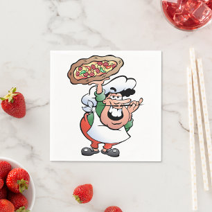 Klassischer italienischer Pizza-Koch-Cartoon Serviette