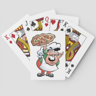 Klassischer italienischer Pizza-Koch-Cartoon Spielkarten