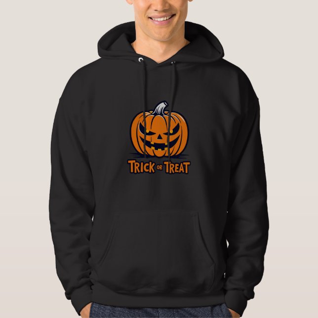 Klassischer Jack-o’-Lantern Trick oder Treat Desig Hoodie (Vorderseite)