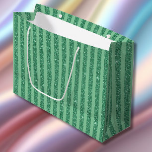 Klassischer Jadegrün-Glitter-Stil mit vertikalen S Große Geschenktüte