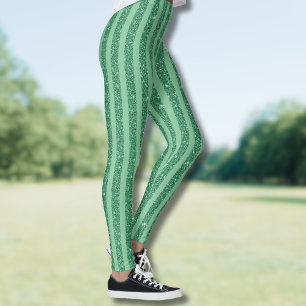 Klassischer Jadegrün-Glitter-Stil mit vertikalen S Leggings