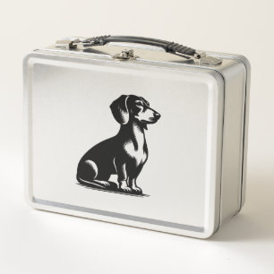 Klassischer Jagdhund Vintage-Dachshund-Zeichnung K Metall Brotdose