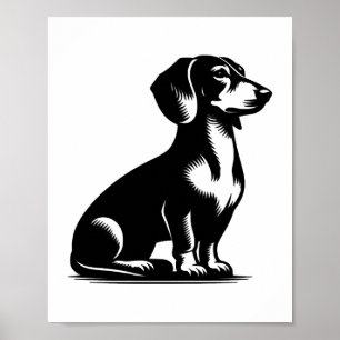 Klassischer Jagdhund Vintage-Dachshund-Zeichnung Poster