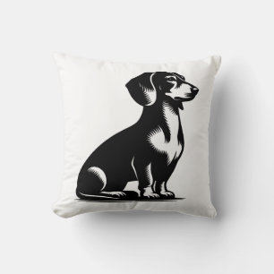 Klassischer Jagdhund Vintage-Dachshund-Zeichnungsk Kissen