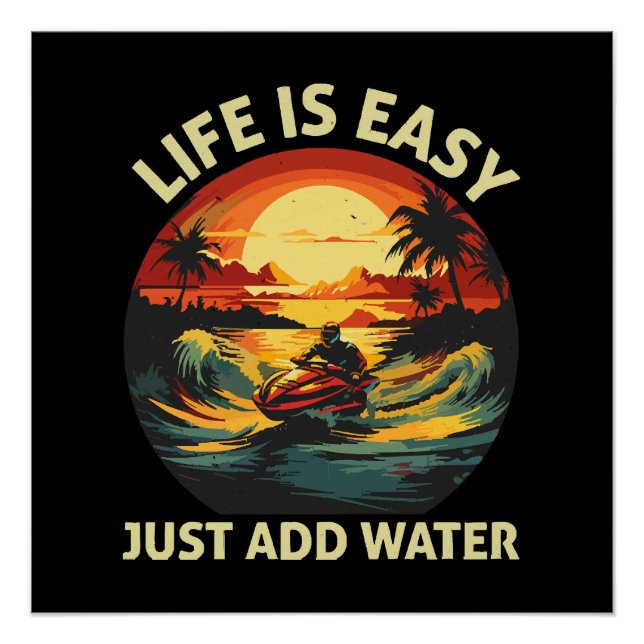 Klassischer Jet Ski Skier Poster (Vorderseite)