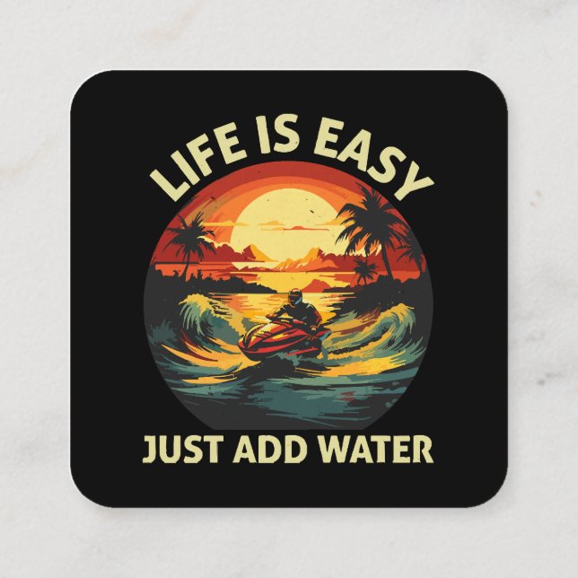 Klassischer Jet Ski Skier Quadratische Visitenkarte (Rückseite)