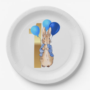 Klassischer Kaninchen-Erstgeburtstag Pappteller