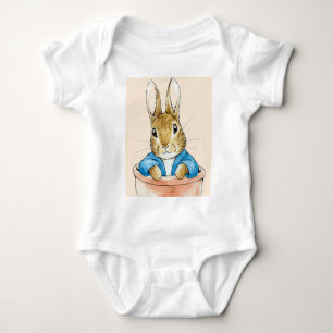 Klassischer Kaninchen-Hase in blauer Jacke Baby Strampler