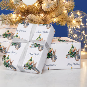 Klassischer Kaninchen-Weihnachtsbaum Geschenkpapier