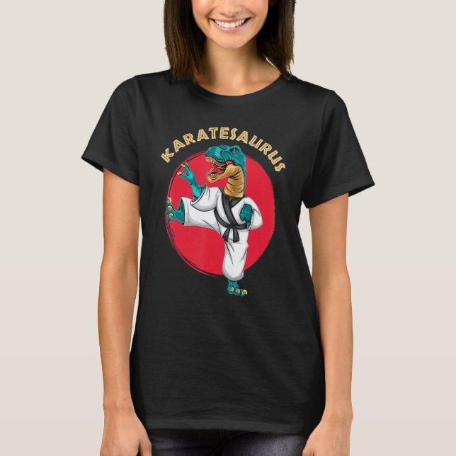 Klassischer Karatesaurus Karate-Dinosaurier T-Shirt (Vorderseite)