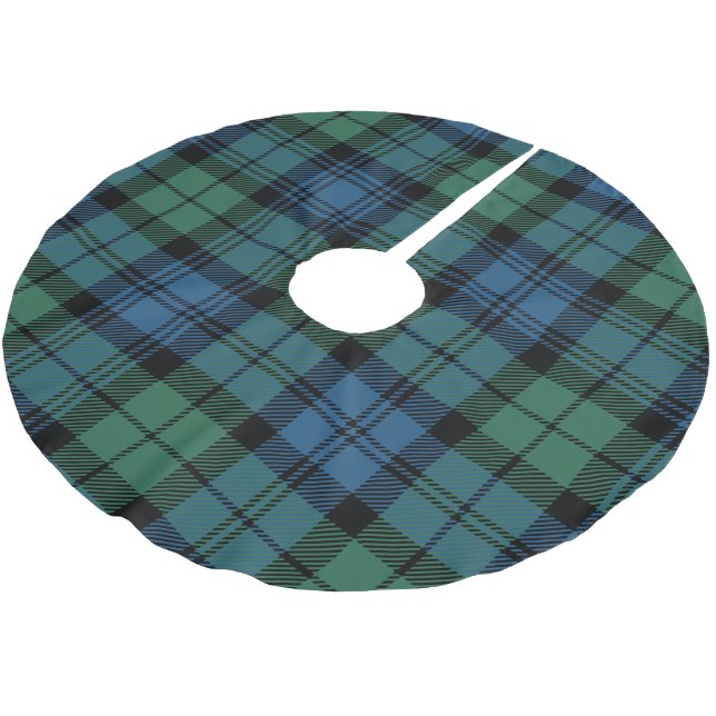 Klassischer Karierter Clan Campbell Tartan Weihnac Polyester Weihnachtsbaumdecke (Schrägansicht)