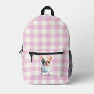 Klassischer karierter Hundekaffee in Rosa Bedruckter Rucksack