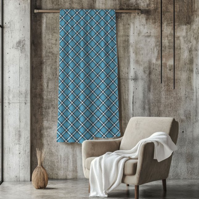 Klassischer Karierter Schwenk in Blau und Gelb Fleecedecke (Classic Plaid Throw in Blue and Yellow Tones)