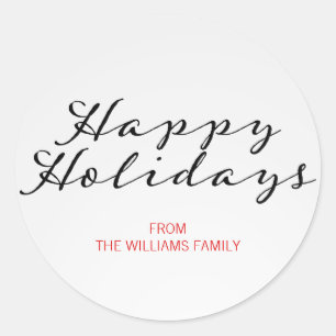 Klassischer Karierter Weihnachts-Happy Holidays St Runder Aufkleber