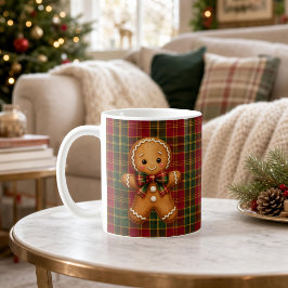Klassischer Karo-Weihnachtsgebäck Frohe Weihnachte Kaffeetasse