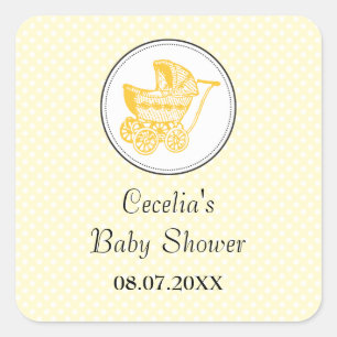 Klassischer Kinderwagen-Baby-Shower-Aufkleber Quadratischer Aufkleber