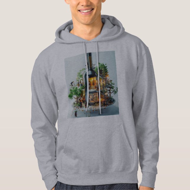 "Klassischer Komfort: Männergrauer, gehobener Swea Hoodie (Vorderseite)