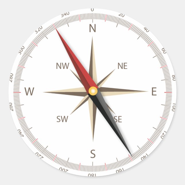 Klassischer Kompass Runder Aufkleber (Vorderseite)