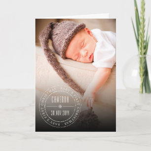 Klassischer Kreis gestempeltes Siegel Baby erstes Feiertagskarte