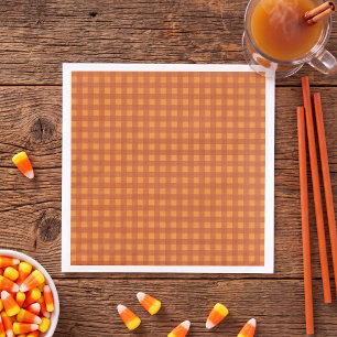 Klassischer Kürbis Herbst Gingham Karo Kariert Serviette