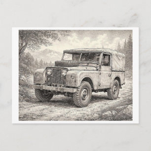 Klassischer Land Rover, Sammlerstück Postkarte