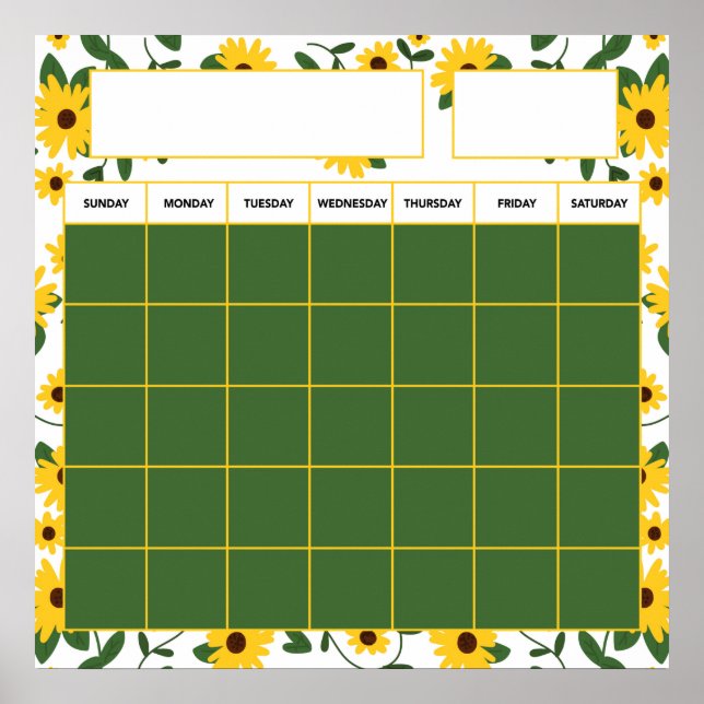 Klassischer Lehrkalender für Sonnenblumen Poster (Vorne)