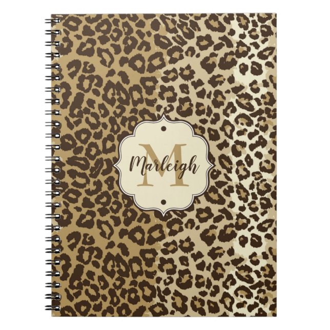 Klassischer Leopard Print Custom Monogram Name Notizblock (Vorderseite)