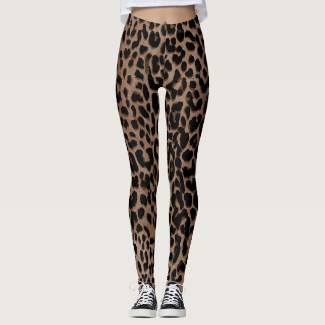 Klassischer Leopard Print Leggings Chic Animal (Vorderseite)