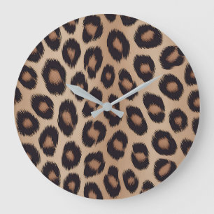 Klassischer Leoparden-Tierdruck Brauner Gepard Große Wanduhr